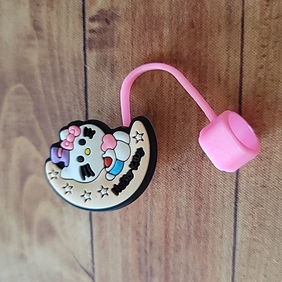 Queen2KeepUp Boutique Other - Kitty Cat on the Moon Silicone 10mm/0.4 in Straw Topper Cap Accessory